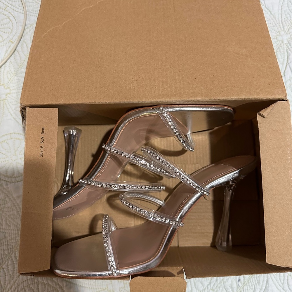 Mango Silver Rhinestone Heels - Picture 7 of 10